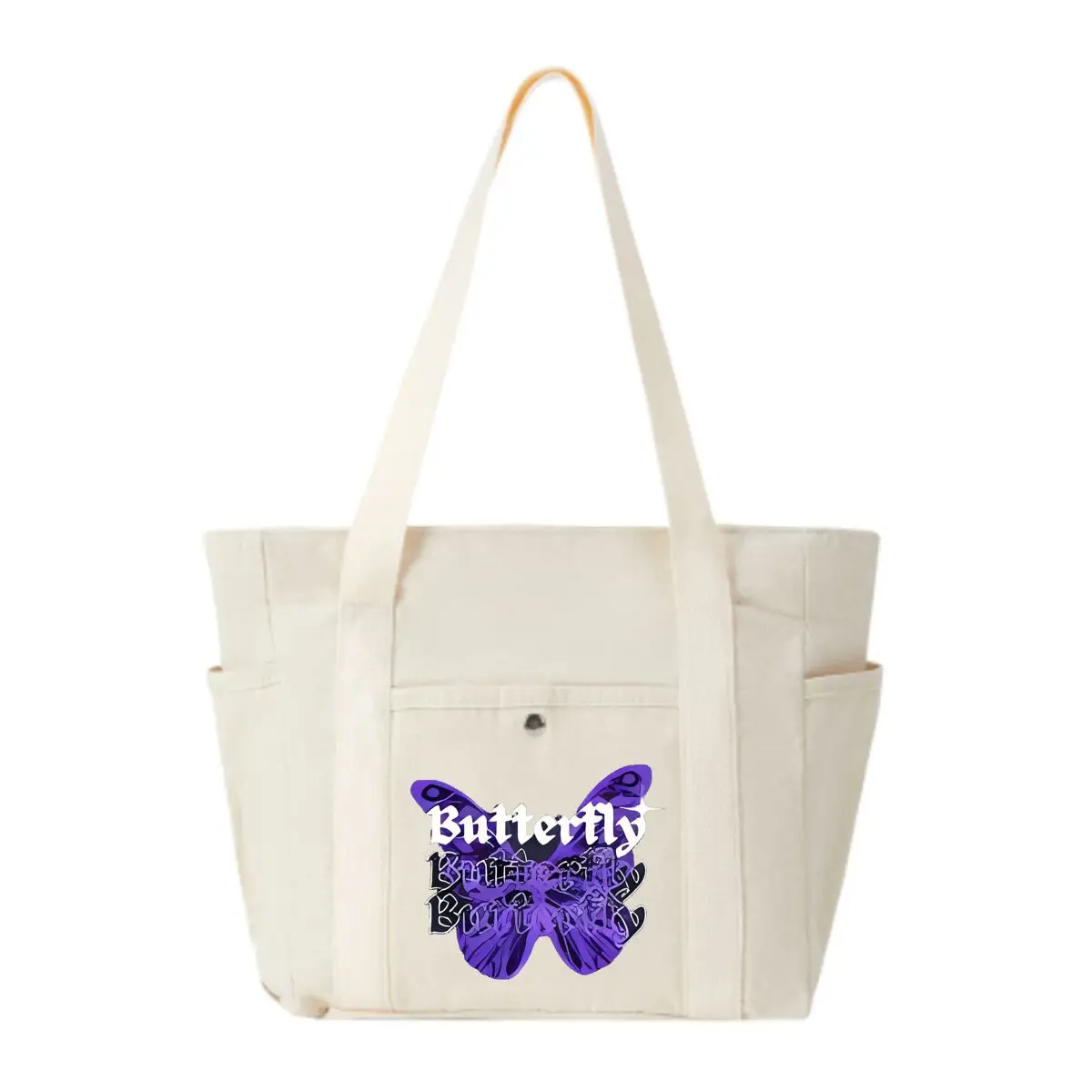 

Purple Butterfly Text Casual Canvas Bag Leisure Work Tote