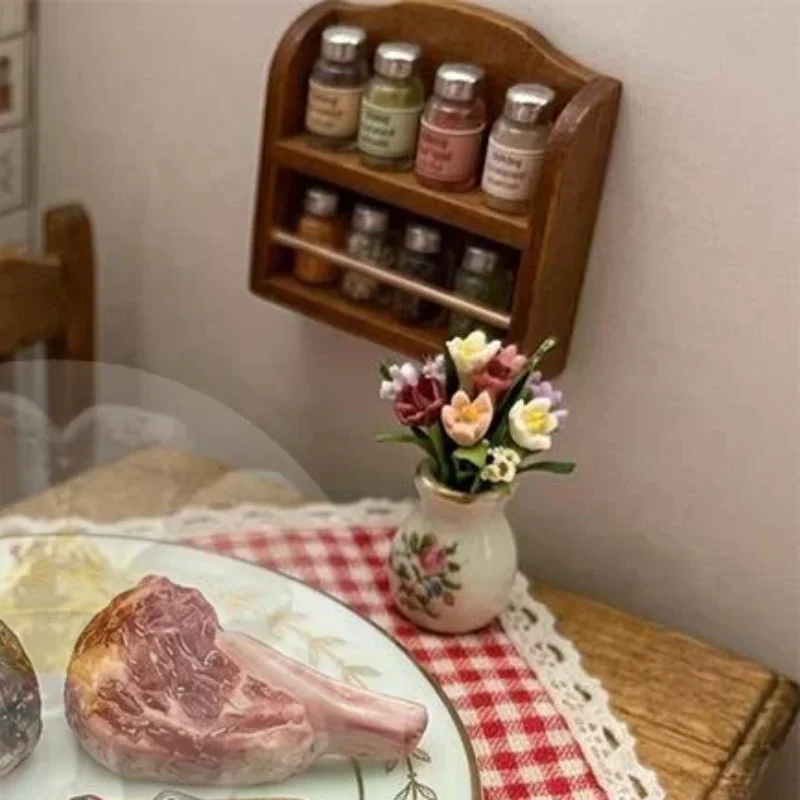 10pcs Miniature Simulated Steak Set Vintage Silver Serving Trays Ideal For Dollhouse Kitchen Diorama Craft Projects