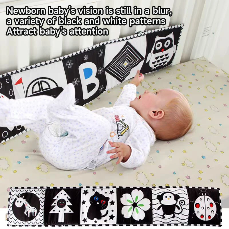 Baby Soft Cloth Book Black and White High Contrast Sensory Toys Montessori Baby Cloth Book 0-12 Months Educational Toys Gifts