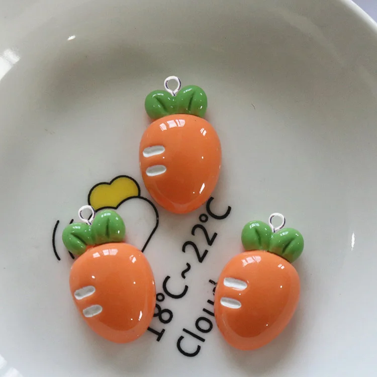 10pcs Cartoon Fruit Strawberry Peach Lemon Cherry Resin Charms Cute Carrot Flatback Pendants For Earring Bracelet Jewelry Making