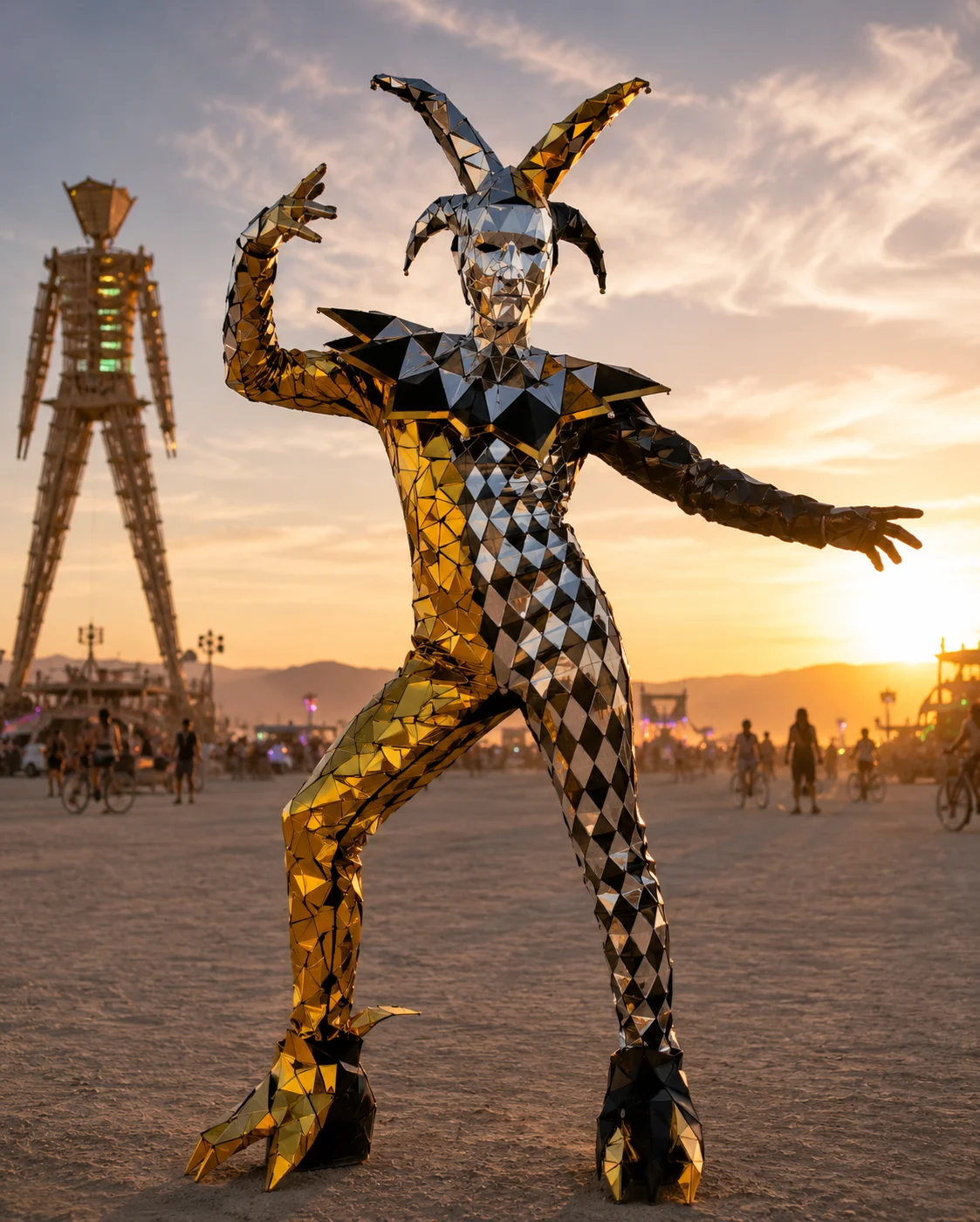Costume Dance Costume Stage Performance Clown Performance Outfit M Woman Silver Golden Hand Sewn Mirror Jumpsuit Cosplay Party