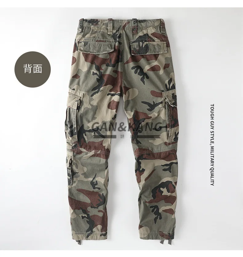 American Retro Autumn Camouflage Cargo Pants for Men New Style Straight Leg Casual Loose-Fit Multi-Pocket Straight Trousers