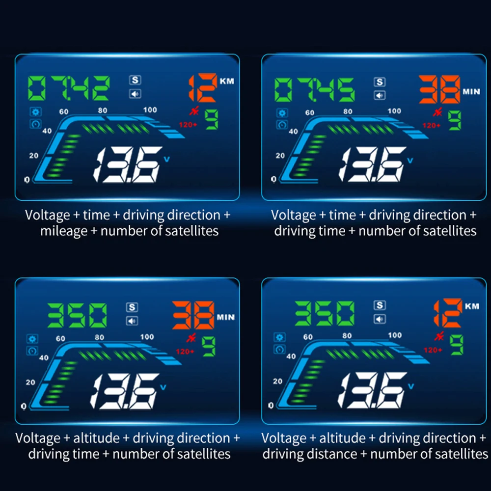 Q7 Auto HUD Display Voorruitprojector 5,5 "Head-up Display GPS Digitale Klok Overspeed Waarschuwing