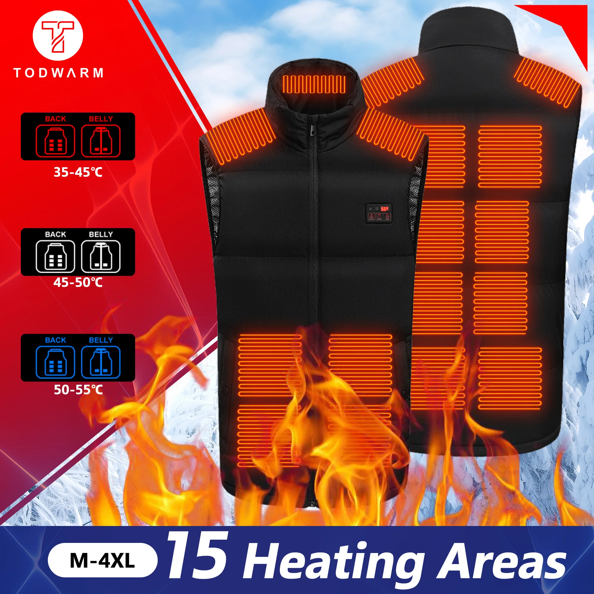 

15 HEATING ZONES Heated Vest Men Women Heated Jacket Winter Warm Usb Self Heating Thermal Vest Outdoor Sportswear