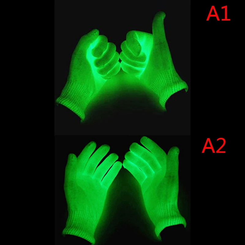 1 Pair Noctilucent Flashing Gloves Unisex Light Finger Lighting Dark For Party