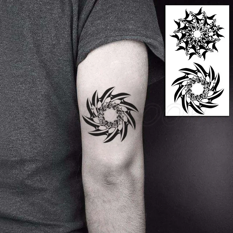 Татуировки-наклейки-колесо-шестерни-тотем-аниме-элемент-боди-арт-макияж-водостойкая-временная-женская-и-мужская-поддельная-татуировка