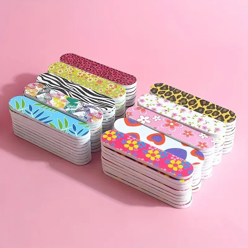 50 szt. Pilników do paznokci dwustronne mini pilniki do paznokci kolorowe narzędzia do manicure i pedicure