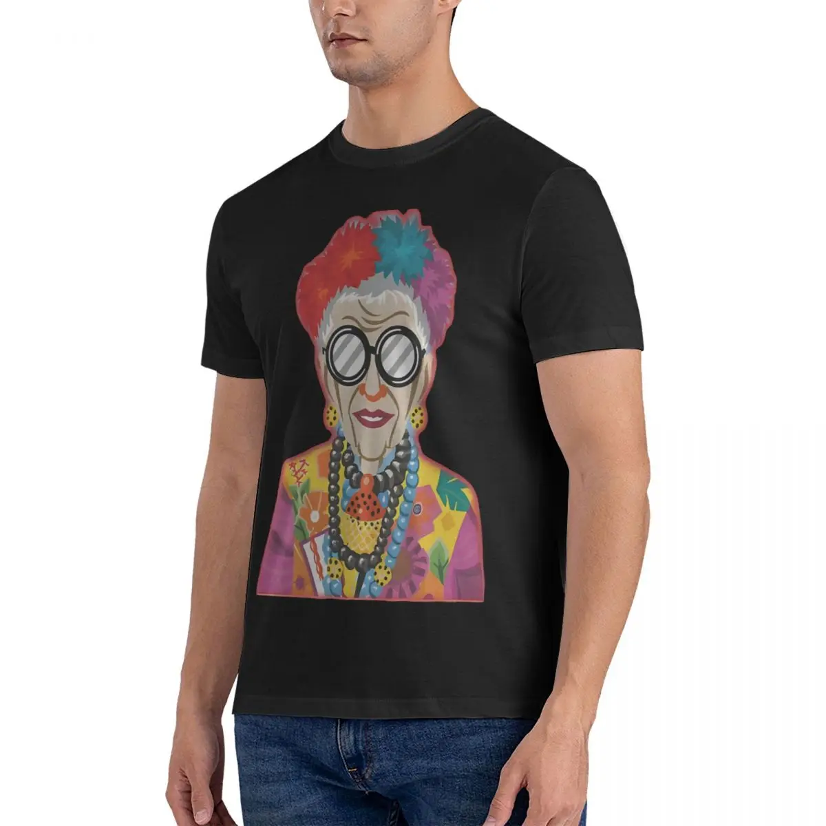 Men T-Shirts Performer Funny Cotton Tee Shirt Short Sleeve Iris Apfel T Shirt Round Collar Tops Gift Idea