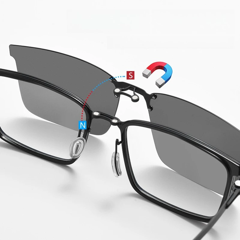Okulary korekcyjne męskie z magnetycznymi oprawkami, ultralekkie okulary przeciwsłoneczne do krótkowzroczności, oprawki z aluminium i magnezu TR, anty-ultrafioletowe, polaryzacyjne.
