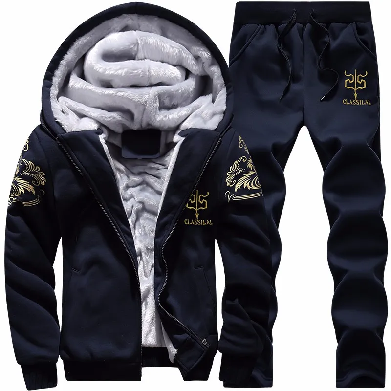 2026 Autumn Fleece Men's Casual Suit Hooded Sweatshirt and Sweatpants Comfortable Suit Suitable for Men Windproof Tracksuit