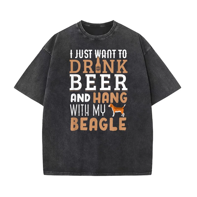 

Beagle Dad Shirt Funny Father's Day Dog Lover Gift Beer Pure Cotton T-shirt For Man Oversized Art Graphic Clothing Printed