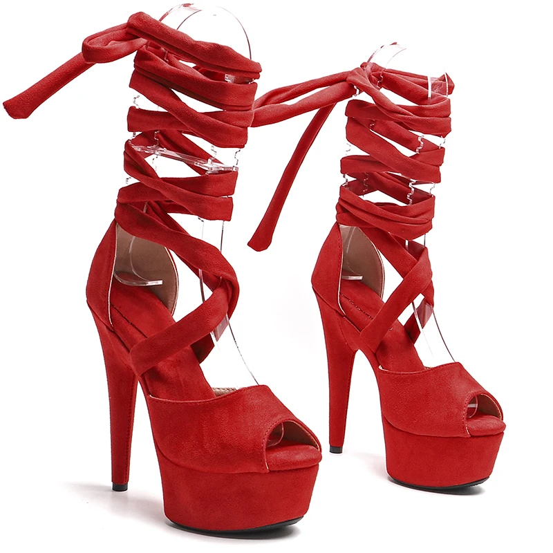 Leecabe 6inch/15cm Suede Upper Trend Fashion Lady Shoe High Heel Platform Stripper Heel Pole Dance Shoes