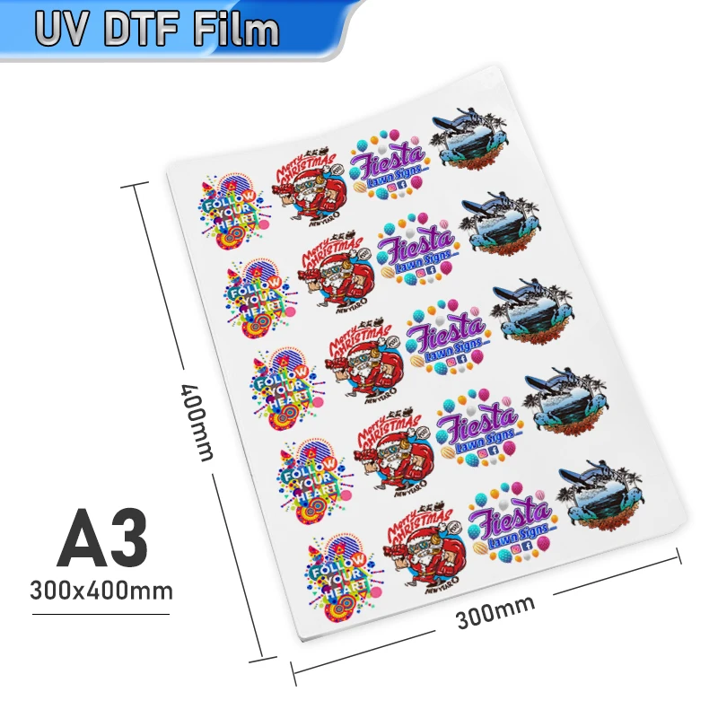 A3 UV DTF Film A For all UV Printers Transfer to Metal Glass Wood Plastic Acrylic Waterproof Sticker UV DTF Stickers Film A3