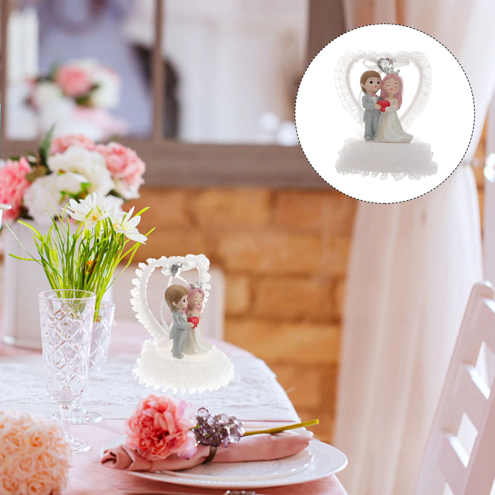 

Bride Groom Ornaments Resin Material Easy to Clean Romantic Elements Wedding Decorations Tabletop Couples Statue