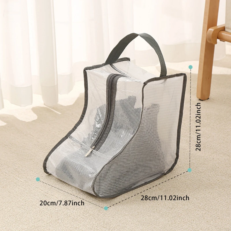 Shoes Dust Cover PVC Mesh Transparent Shoe and Boot Storage Bag with Zipper Portable Travel Anti-dust Organizer Protector Bags