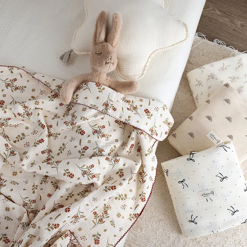 

Muslin Baby Swaddle Blanket Newborn Floral Summer Nursery Blankets Boy Girl Cotton Receiving Blanket For Crib Quilt Baby Wrap
