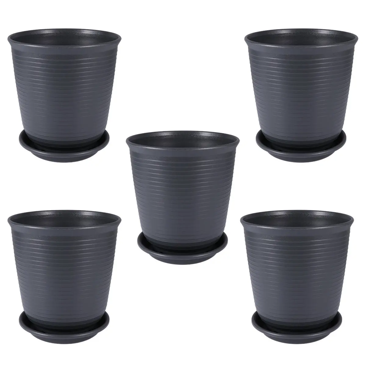 5Pcs Resin Plastic Flowerpot Dark Gray Small Size Succulent Planter Household Gardening Bonsai Container Thick Base Stable