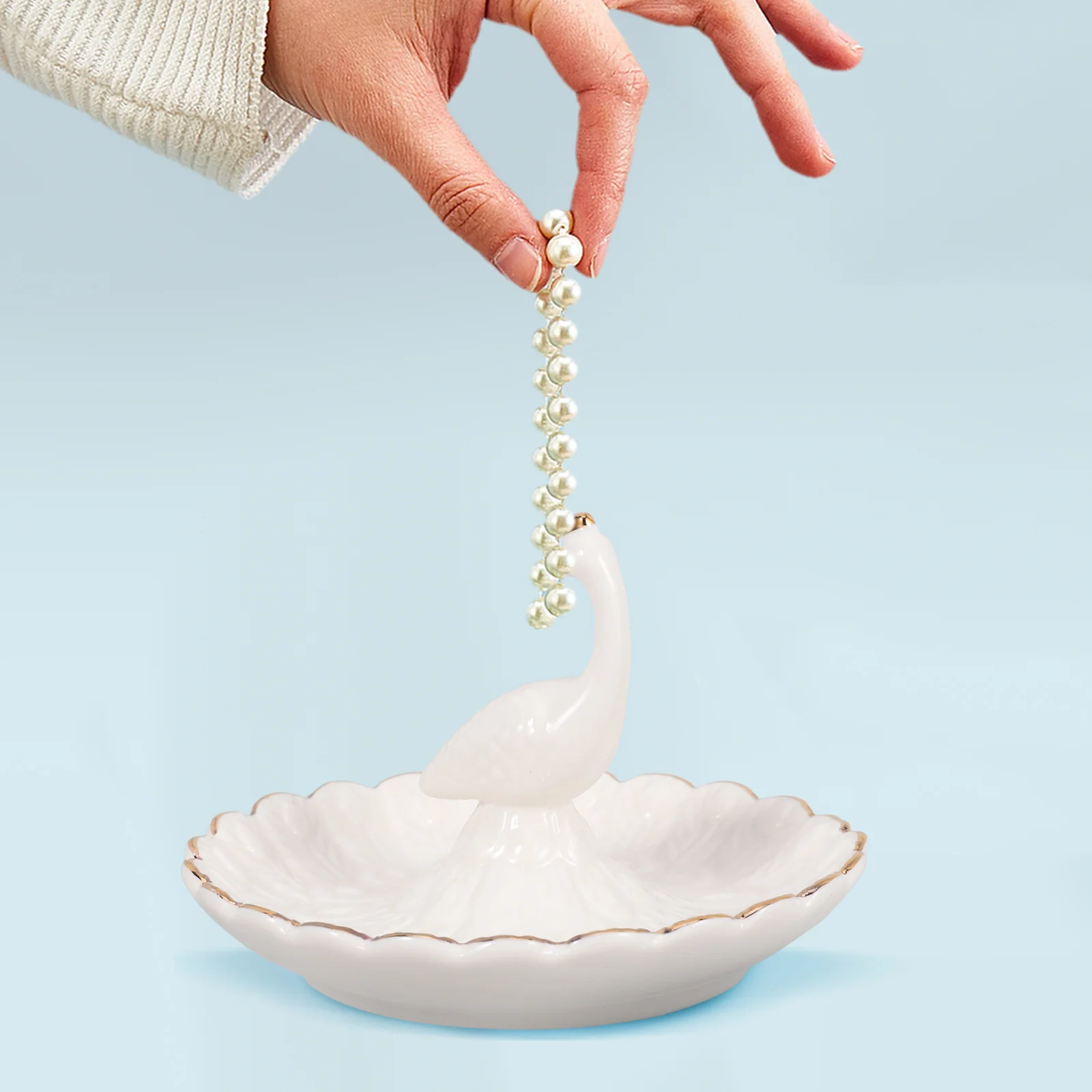 

Ceramic Peacock Ring Holder Jewelry Tray Organizer Tray for Rings Earrings Bracelets Display Storage Trinket Dish