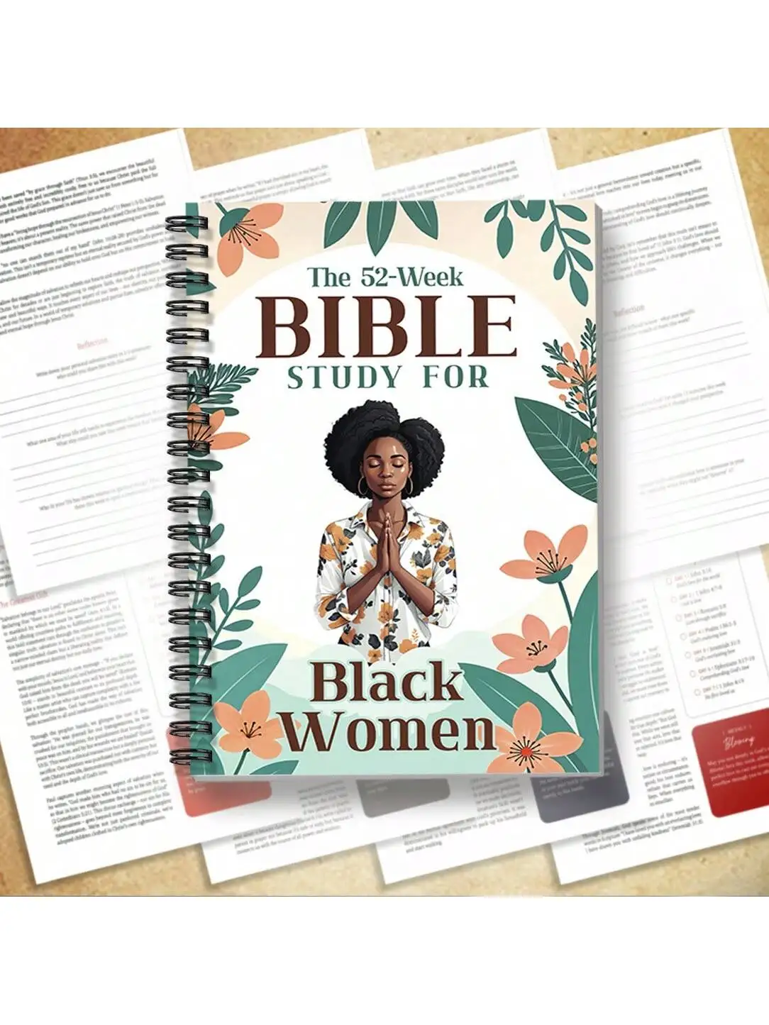 

52-Week African American Woman's Bible Study Journal, Bible Study Guide, Spiral Binding, Women's Meditation Culture Holiday Gift