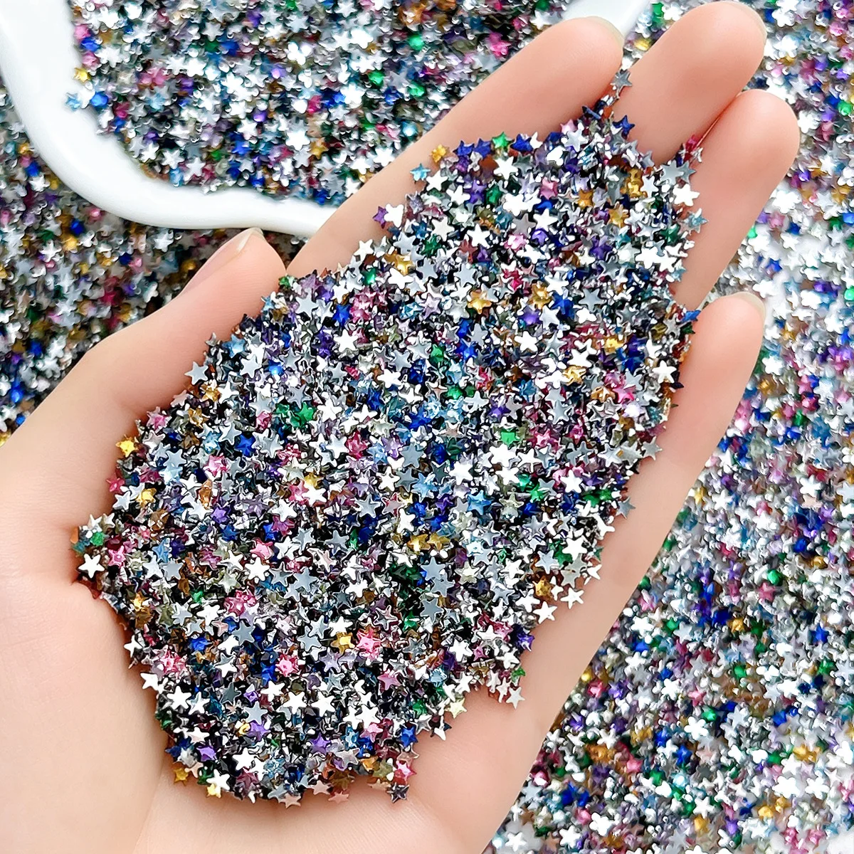 Sparkly Pentagram Glitter Nail Decor Colorful Star Resin Charms Mixed Star Ornaments for Manicure DIY Nail Art Craft Accessories
