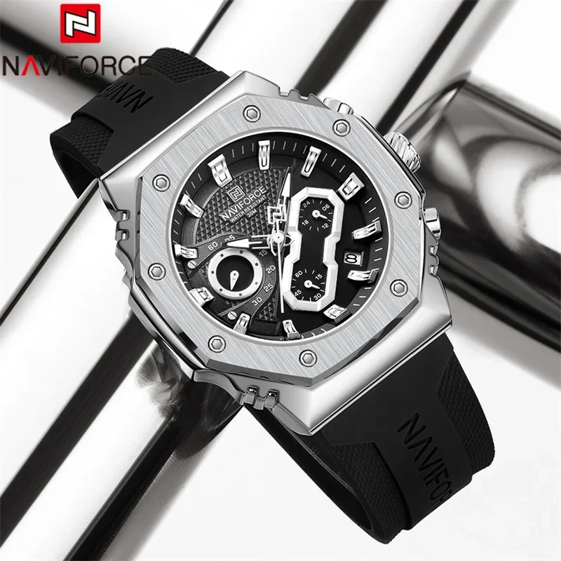 NAVIFORCE Quartz Men Watch Sport Wristwatch Top Brand Luxury Military Original Chronograph Date Elegant Male Clock Gift 8035