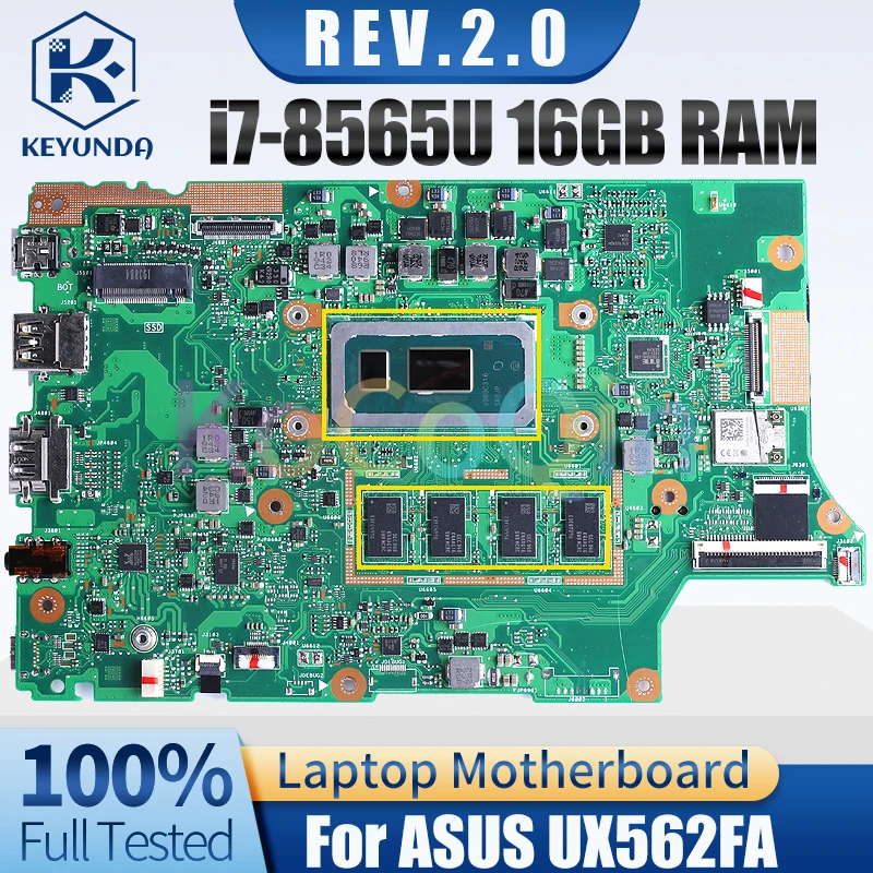 UX562FAC For ASUS ZenBook UX562F Q526FA UX562FA Q526FAC MAIN BOARD i7-8565U16GB 60NB0LK0-MB5010 Laptop Motherboard Full Tested