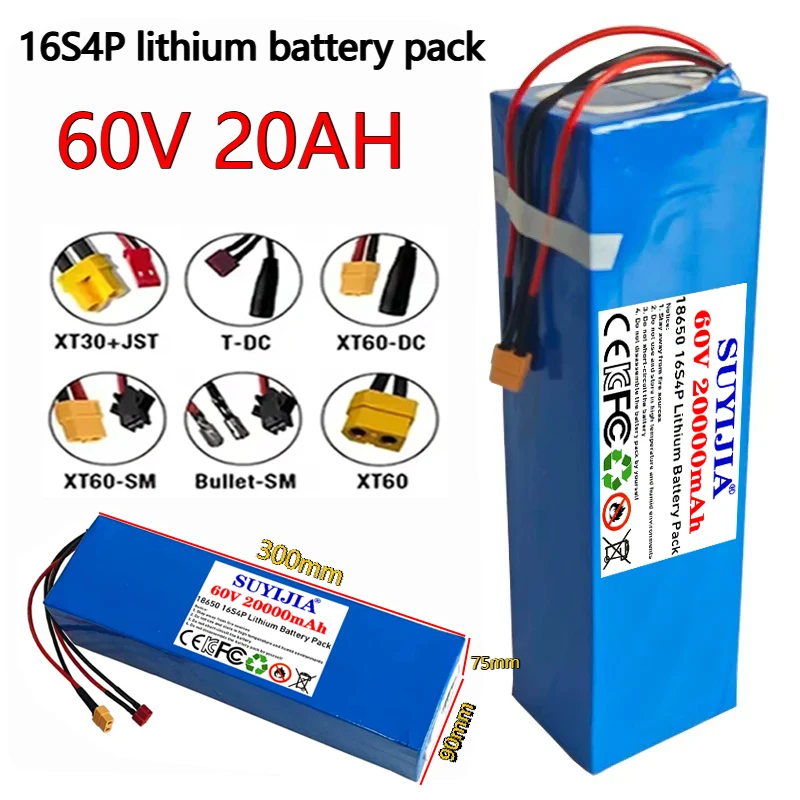 Air fast transportation 60V New Full Capacity Power 18650 Lithium Battery 20ah Lithium Battery Pack 16S4P Suitable for 250-2000W
