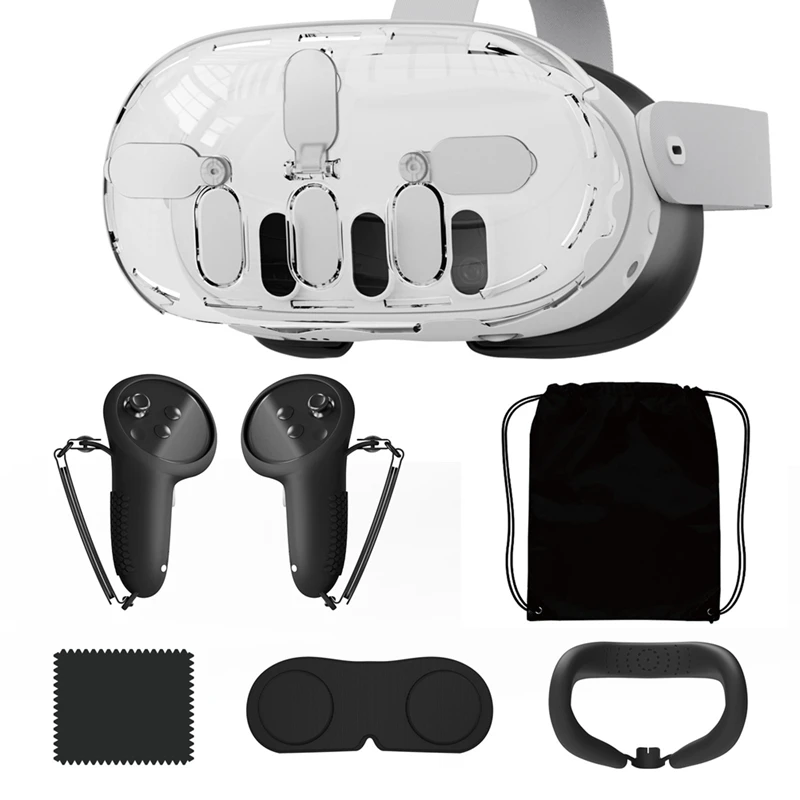 Kit de protection de masque VR pour Meta Quest3, housse de rangement anti-poussière pour casque, housse de protection portable en silicone Grip