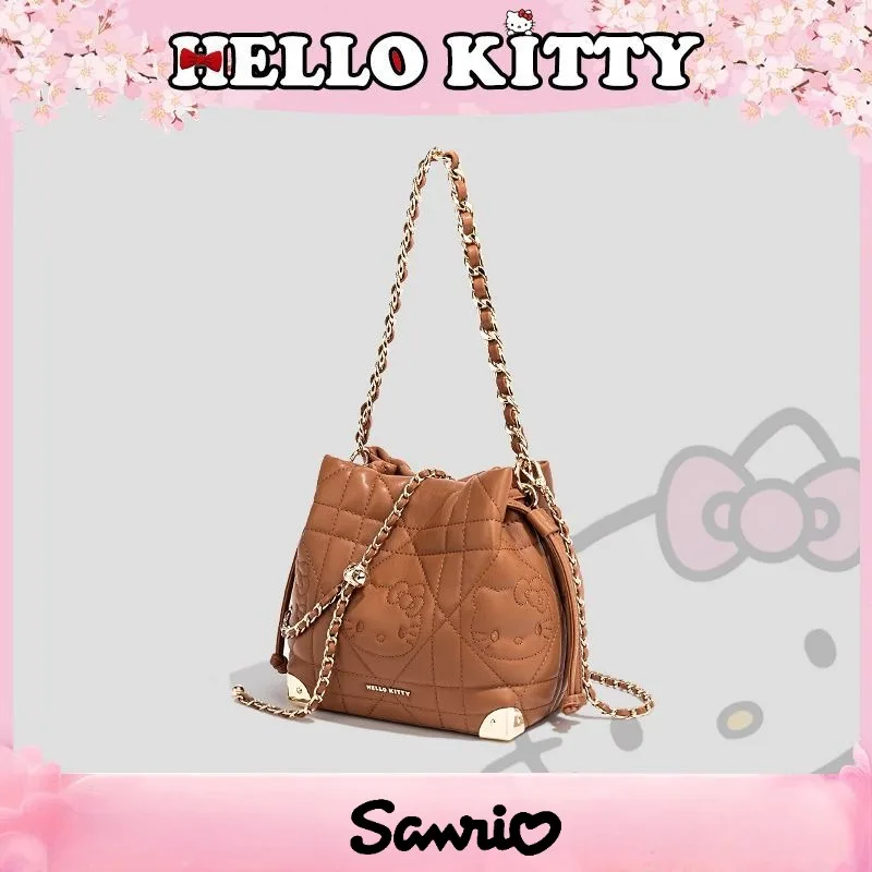 Sanrio Hello Kitty сумка-ведро с цепочкой на плечо, аксессуары с принтом аниме, Kawaii Sweet Ins, женская модная сумка на плечо