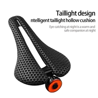 3D Printed Carbon Fiber Bicycle Saddle Seats with Taillight Triathlon TT Bike Seat Cushion Hollow Breathable MTB Road Saddle