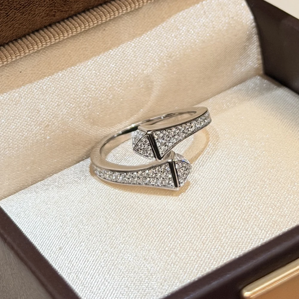 Trendy Real 925 Sterling Silver Rings For Women Anniversary Gift Rivets Design 5a Zircon Ring Luxury Fine Jewelry