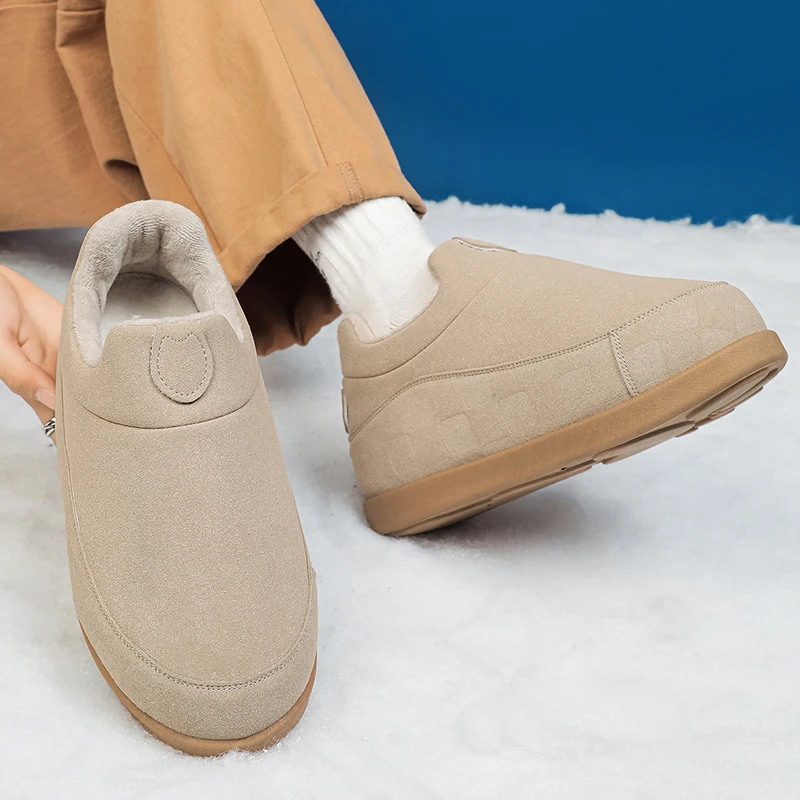 

Men Leather Shoes Luxury Designer Slip on Loafers Casual Ankle Boots Men Comfortable Keep Warm Winter Driving Men Moccasins