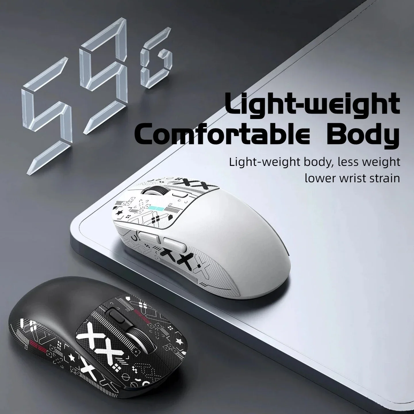 59g Ultra-Light Wireless Gaming Mouse Tri-mode 8000 DPI 1000Hz Rechargeable Ergonomic Mouse for PC Mac Laptop