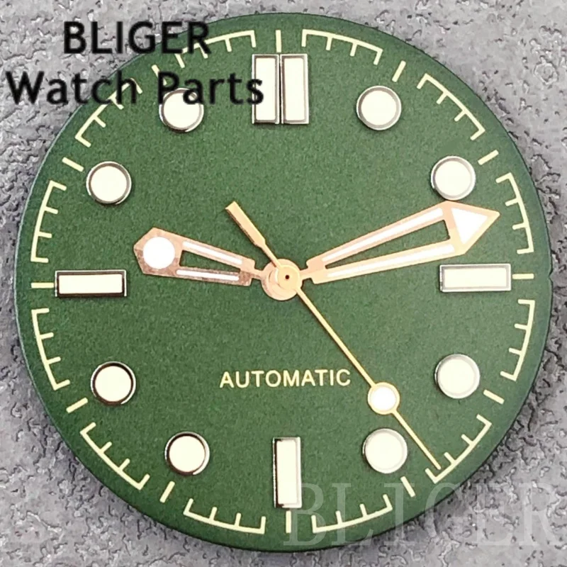 BLIGER 31 мм NH35 бронзовый зеленый циферблат для часов, набор стрелок, светящийся Fit NH34 NH35 ETA2824 PT5000 Miyota, аксессуары для часов с механизмом, детали