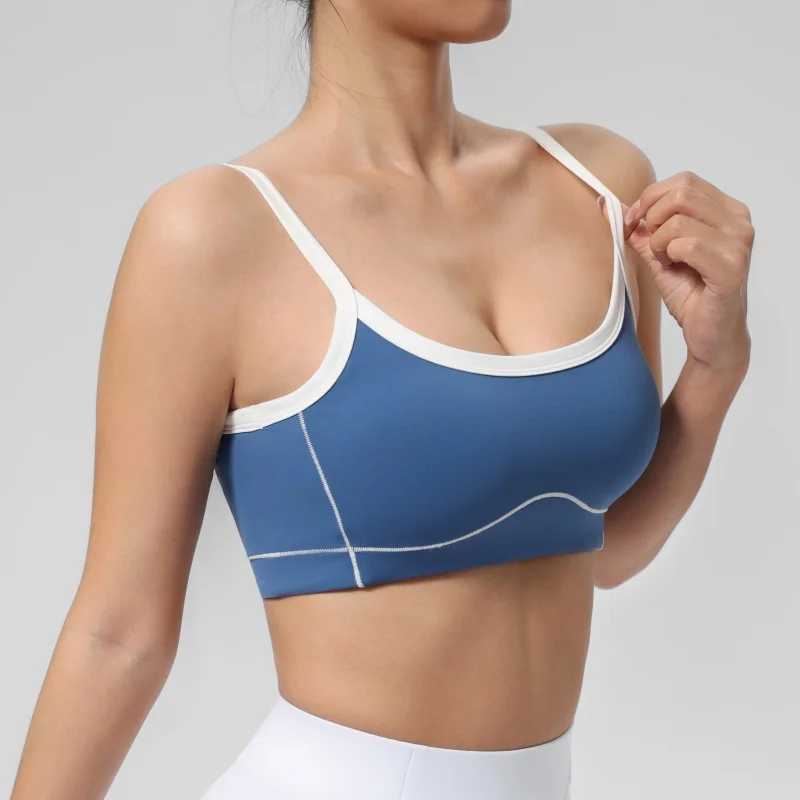 Women's Seamless Yoga Sports Bra with Pads Color-Blocked U-shape Beauty Back Running Gym Outdoor Workout Training Vest