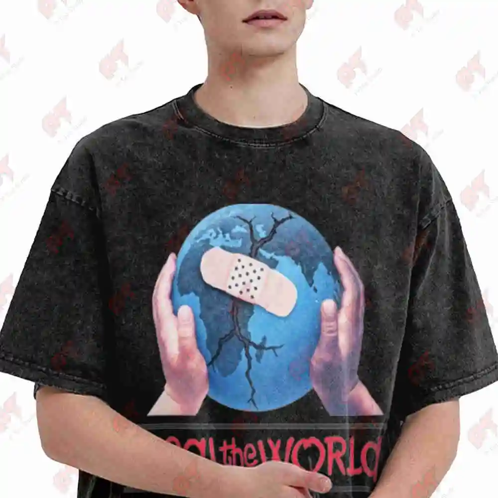 Heal The World Album MJ Autograph Vintage Washed Tee Pure Cotton T-Shirt