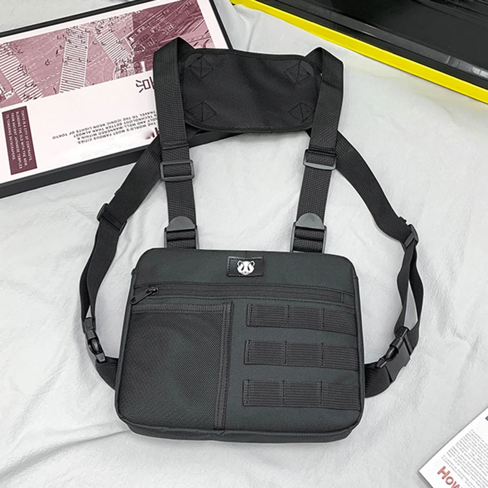 Sac de poitrine antivol pour hommes, gilet Oxford, sacs de poitrine réglables multifonctionnels portables légers pour la randonnée et l'alpinisme