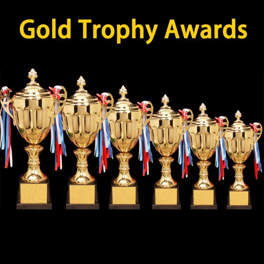 Sports Games Gold Trophy Awards Champion Metal Model Small Prize Cup with Lid School Rewarding Supply Winner Award Trophy Toy