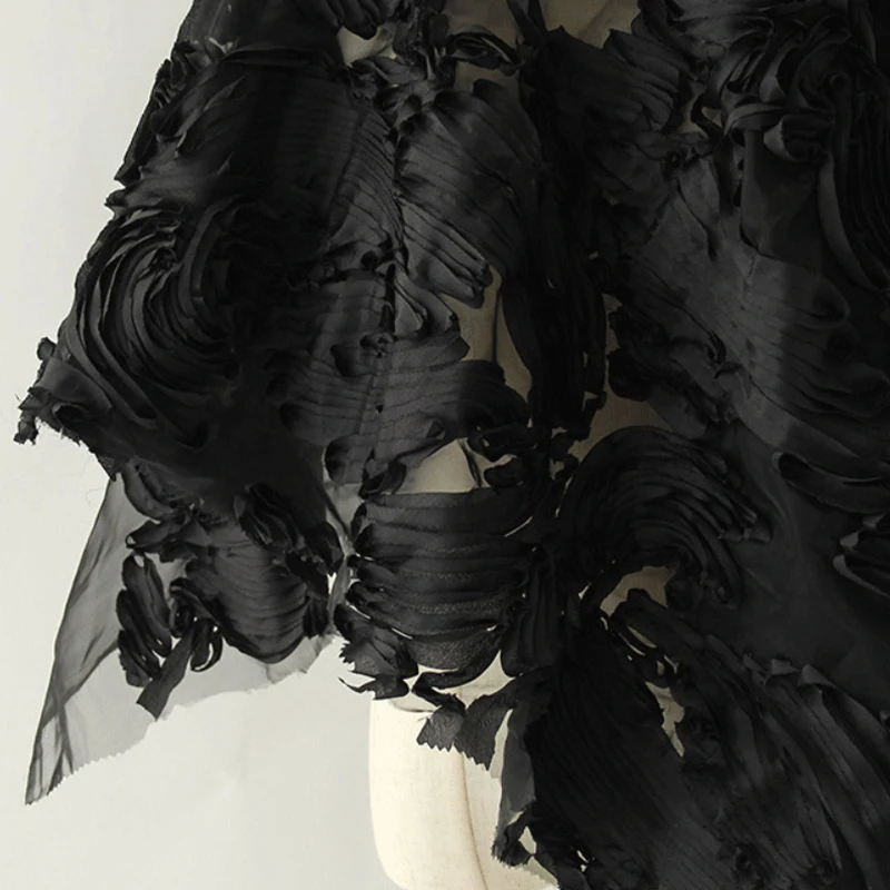 

Gauze Mesh Embroidered Fabric Large Flower Design For Dress Fluffy Skirt DIY Sewing Designer Material Women Skirt Making