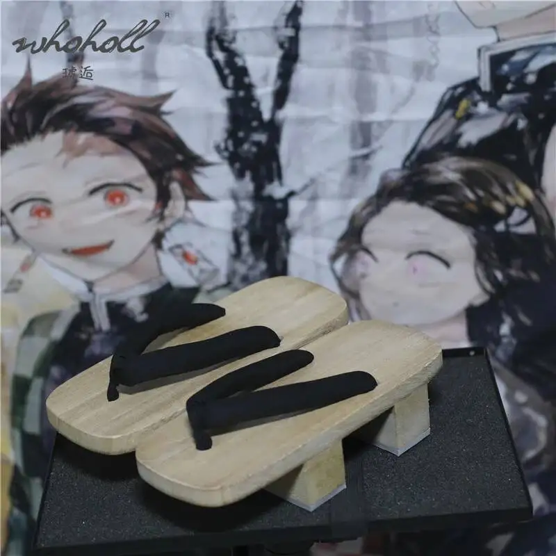 Sabots en bois Geta japonais, pantoufles d'été pour femmes, chaussures de Cosplay Anime Geisha samouraï, sandales à plateforme à fond épais, tongs pour hommes