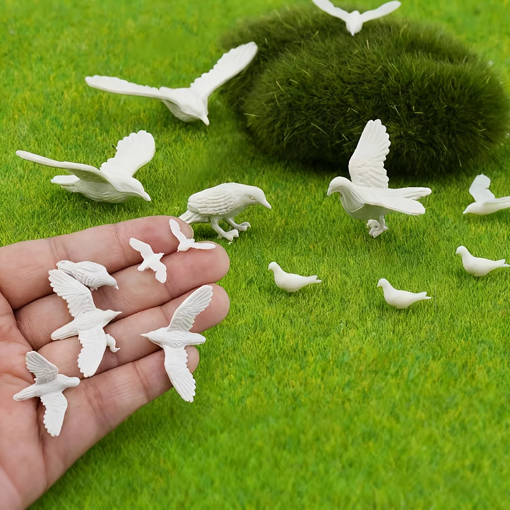 6pcs Model Simulation Pigeon Bird Animal Model,Miniature Scene Decoration,Architectural Model Scene Accessory,DIY Craft Material