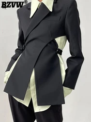 Bzvw irregular sem costas design blazer para mulher entalhado manga longa sólida elegante jaquetas roupas femininas 2025 primavera nova