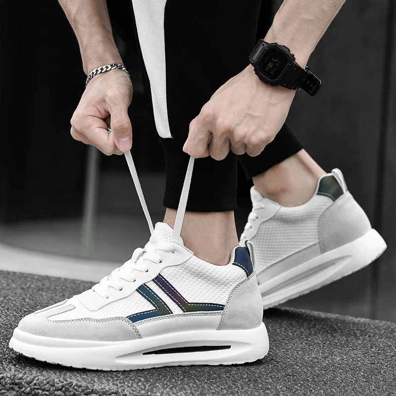 New Elevator Shoes for Men White Breathable Sports Casual Sneakers Men Invisible Height Increase Shoes Fashion Men Lift Shoes