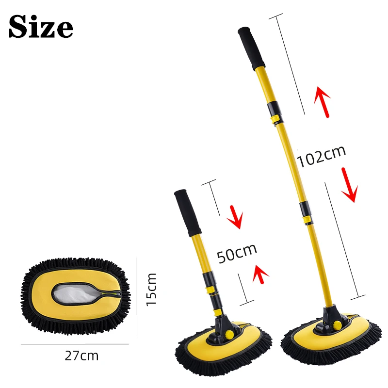 Car Cleaning Brush Car Cleaning Tools Telescoping Long Handle Cleaning Mop Chenille Broom Car Washing Accessories