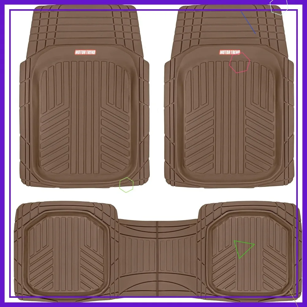 

DeepDish All-Weather Rubber Floor Mats for Cars, Trucks, SUVs - Waterproof Heavy Duty Flexible Liners (Brown)