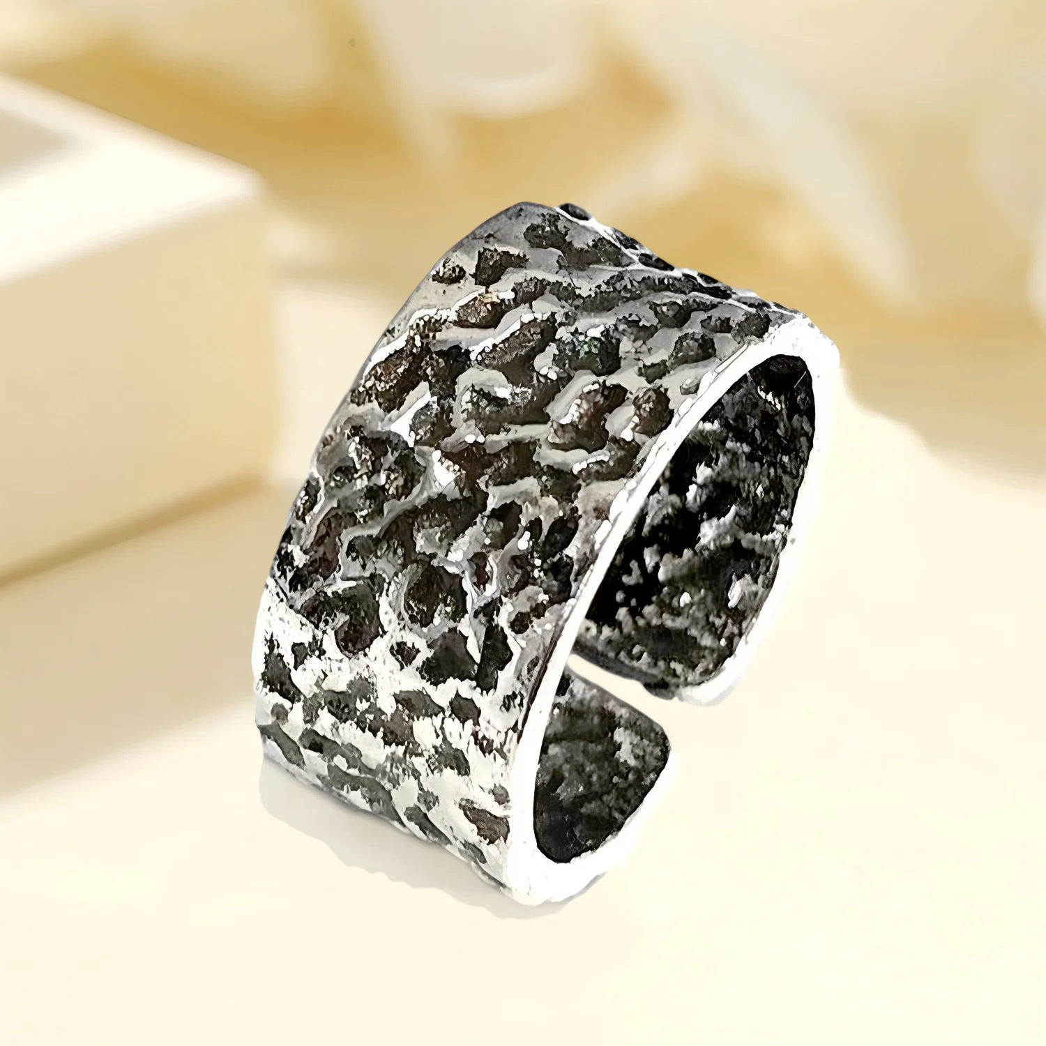 

VENTFILLE 925 Sterling Rings for Women Simple Geometric Handmade Irregular Retro Cross Dots Oval Ring Allergy For Birthday Gift