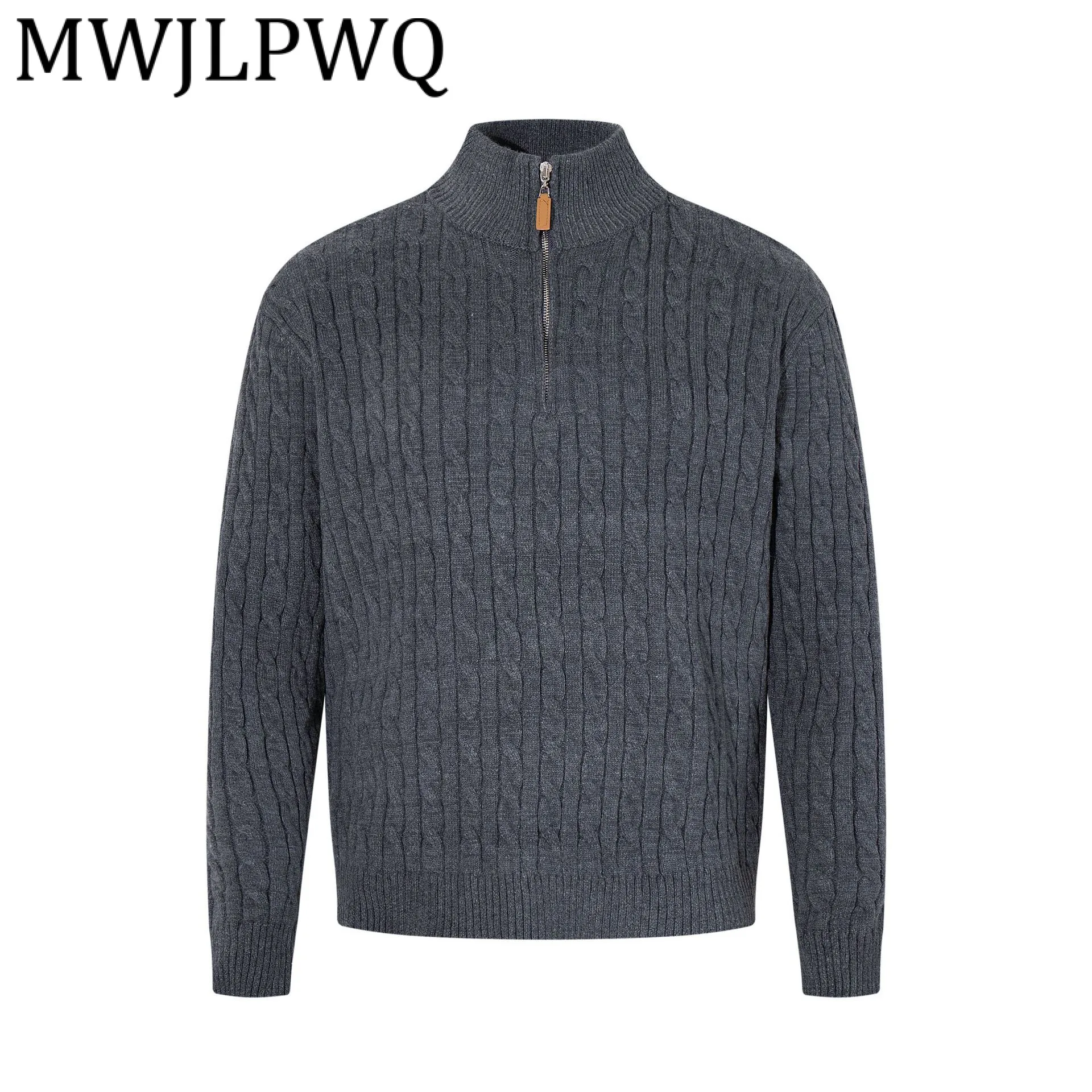 

MWJLPWQ Men's Solid Color High-End Knitted Sweater Design Sense Retro Style Half Collar Base Tops 2025 Autumn Winter 21899