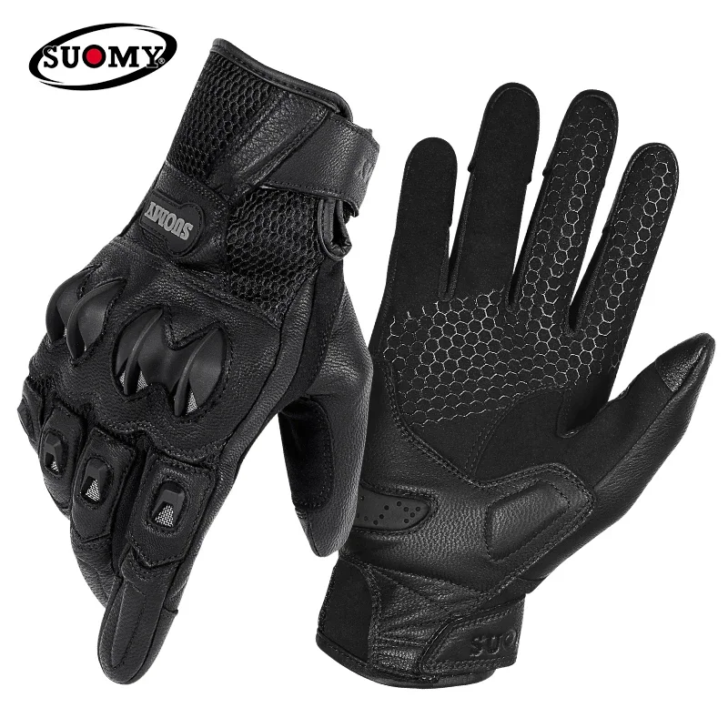 2024 Suomi Brand New Goat Leather Motorcycle Gloves summer Men Women motos Racing Cycling Full finger Motorbike Motorcross Glove