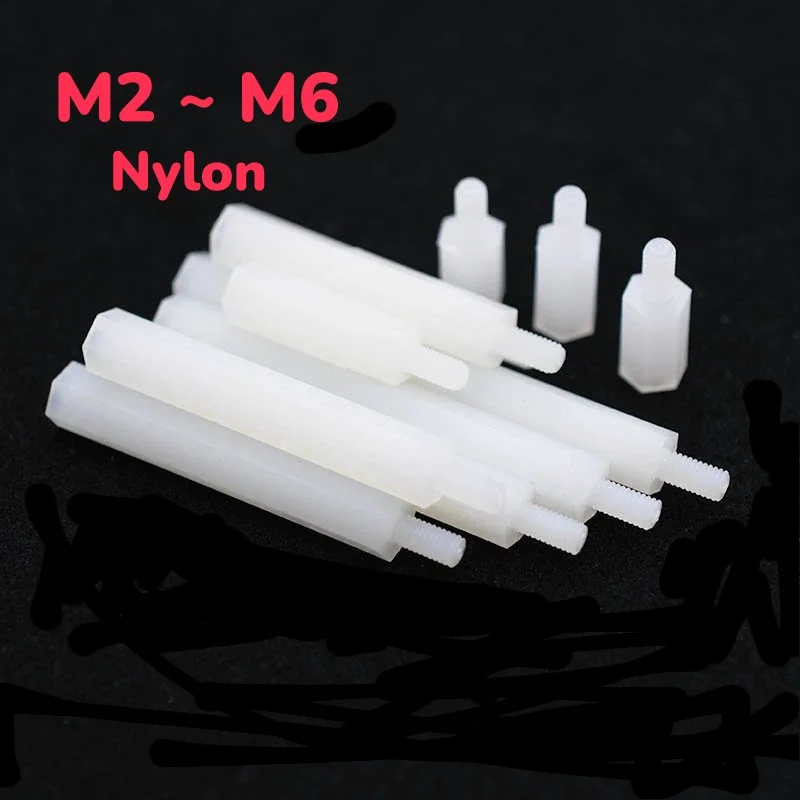 M2 M2.5 M3 M4 M5 M6 White Nylon Hexagon Male Female Standoff Threaded Pillar Mount PCB Board