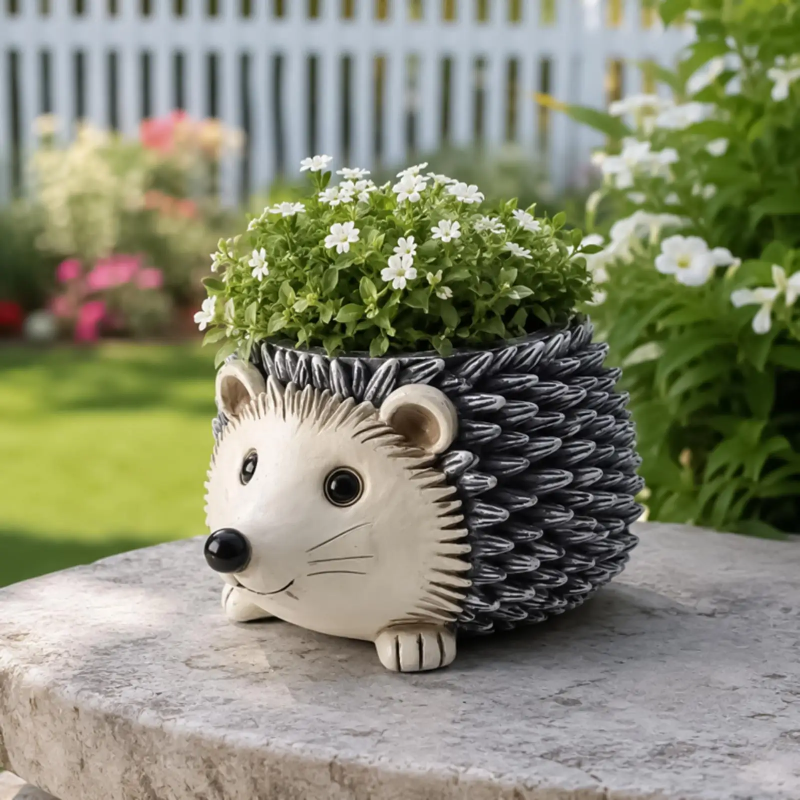 Animal Planter Pot Hedgehog Cactus Pot with Drainage Garden Planter for Outdoor Yard Backyard Courtyard Porch Patio Balcony Home